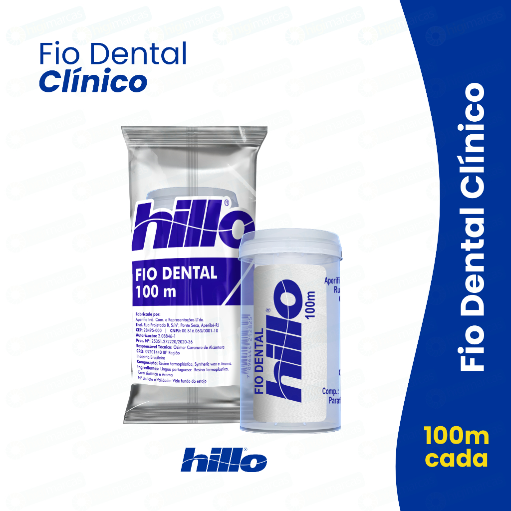 Fio Dental Clínico Hillo 100 Metros  Cuidado Bucal de Qualidade Profissional