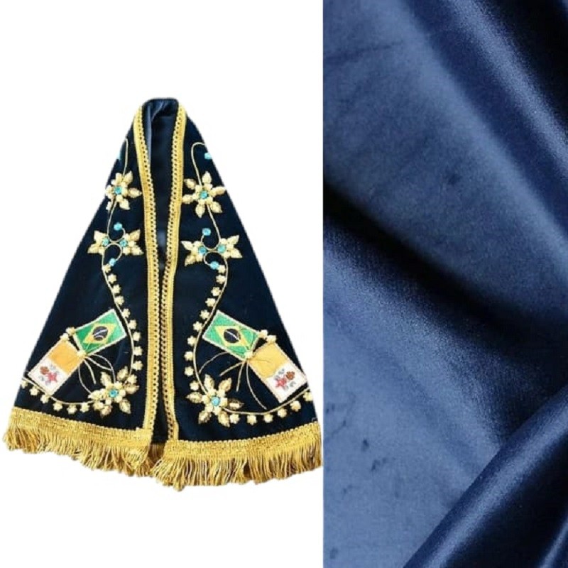Tecido Veludo Azul Marinho Liso 1,40 mt de Largura Manto Nossa Senhora Estofado Artesanato em Geral