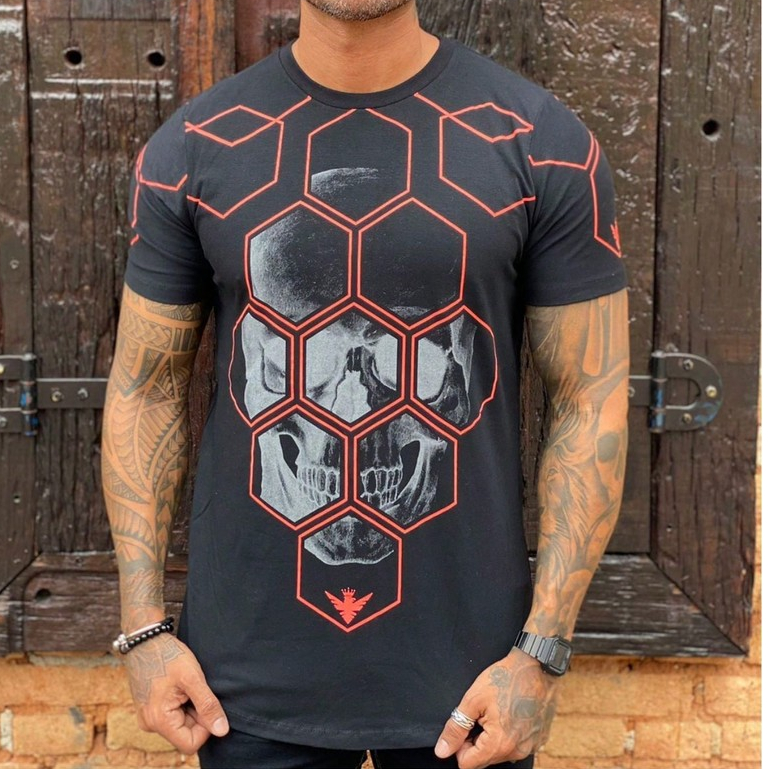 Longline / Oversized  Estampa Caveira Losangos  Go