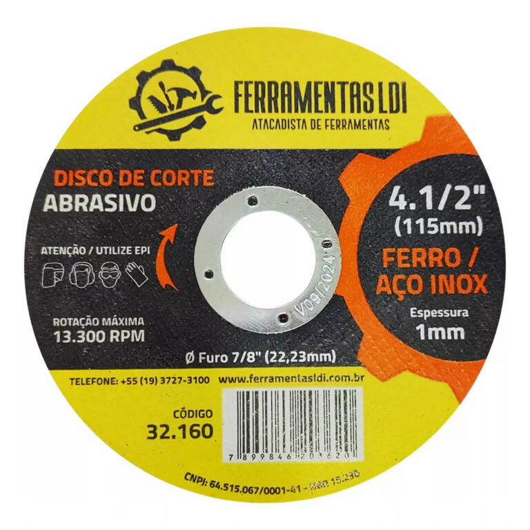 Kit Disco De Corte Fino 4.1/2 115mm Inox Ferro Ldi