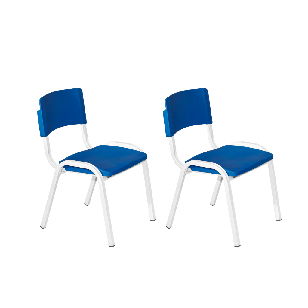 Kit 2 cadeiras ISO Infantil Escola Igreja Clinica Azul Creche Kids