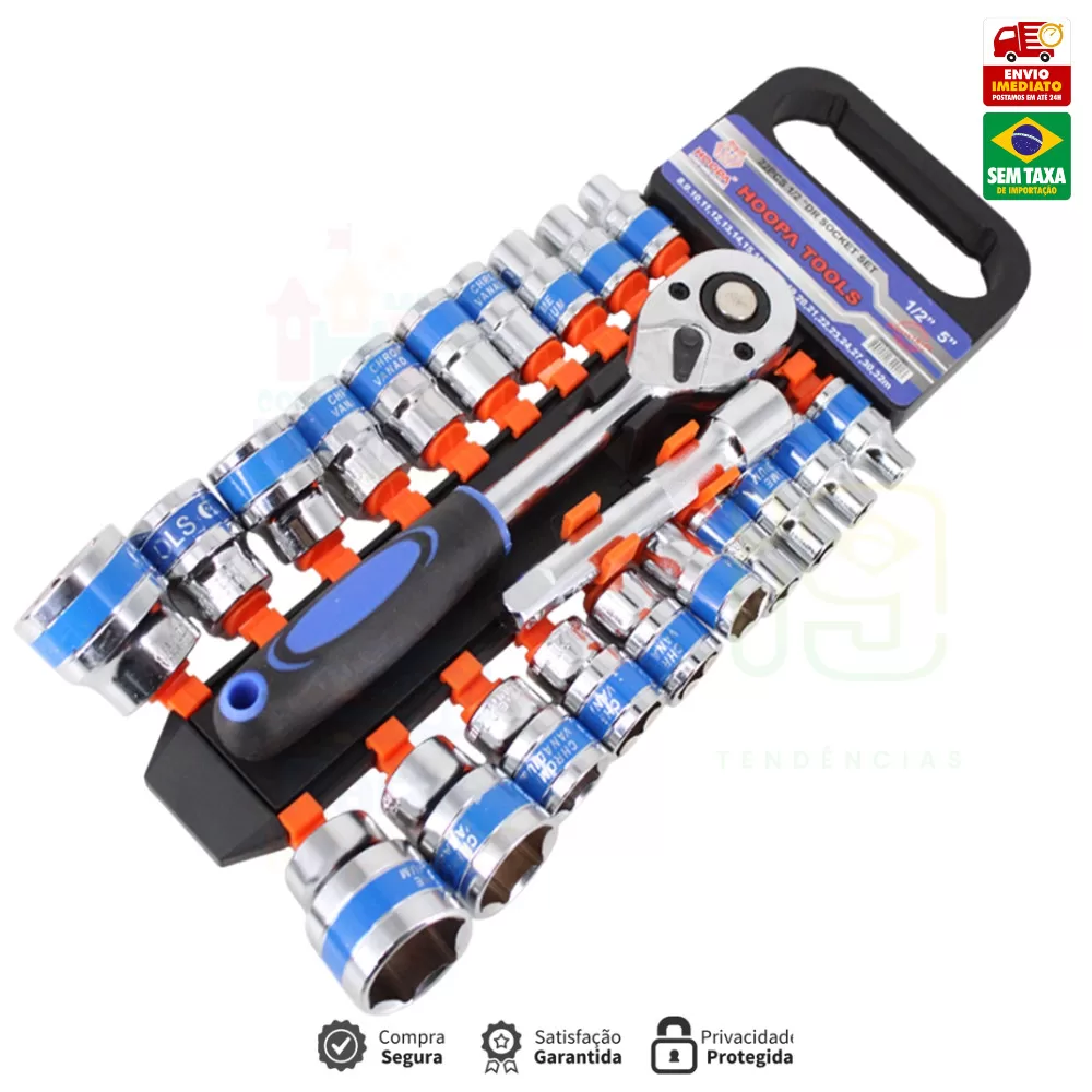 Jogo Ferramentos De Soquete Catraca 1/2 19 Pçs Carros Stels