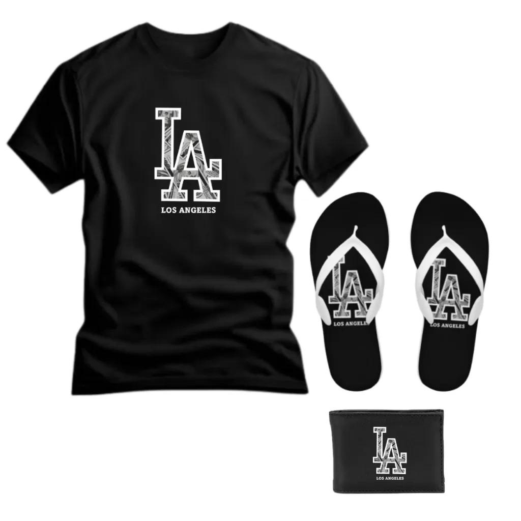 Camiseta + Carteira + Chinelo  Los Angeles Estilo e Conforto Exclusivos