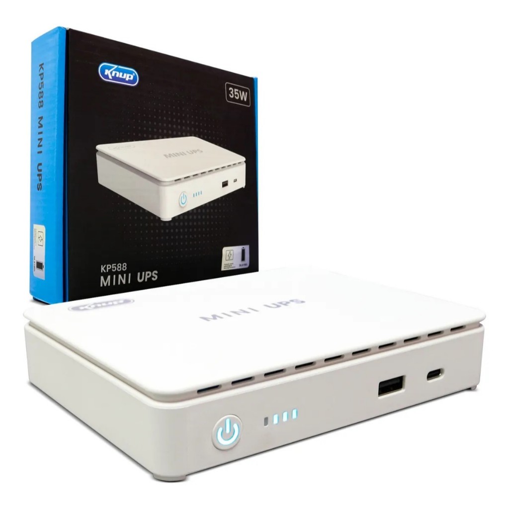 Mini Nobreak 18W POE USB Knup KP-TC44 Bivolt 100/220V Saídas DC 5V 9V 12V selecionável rede roteador