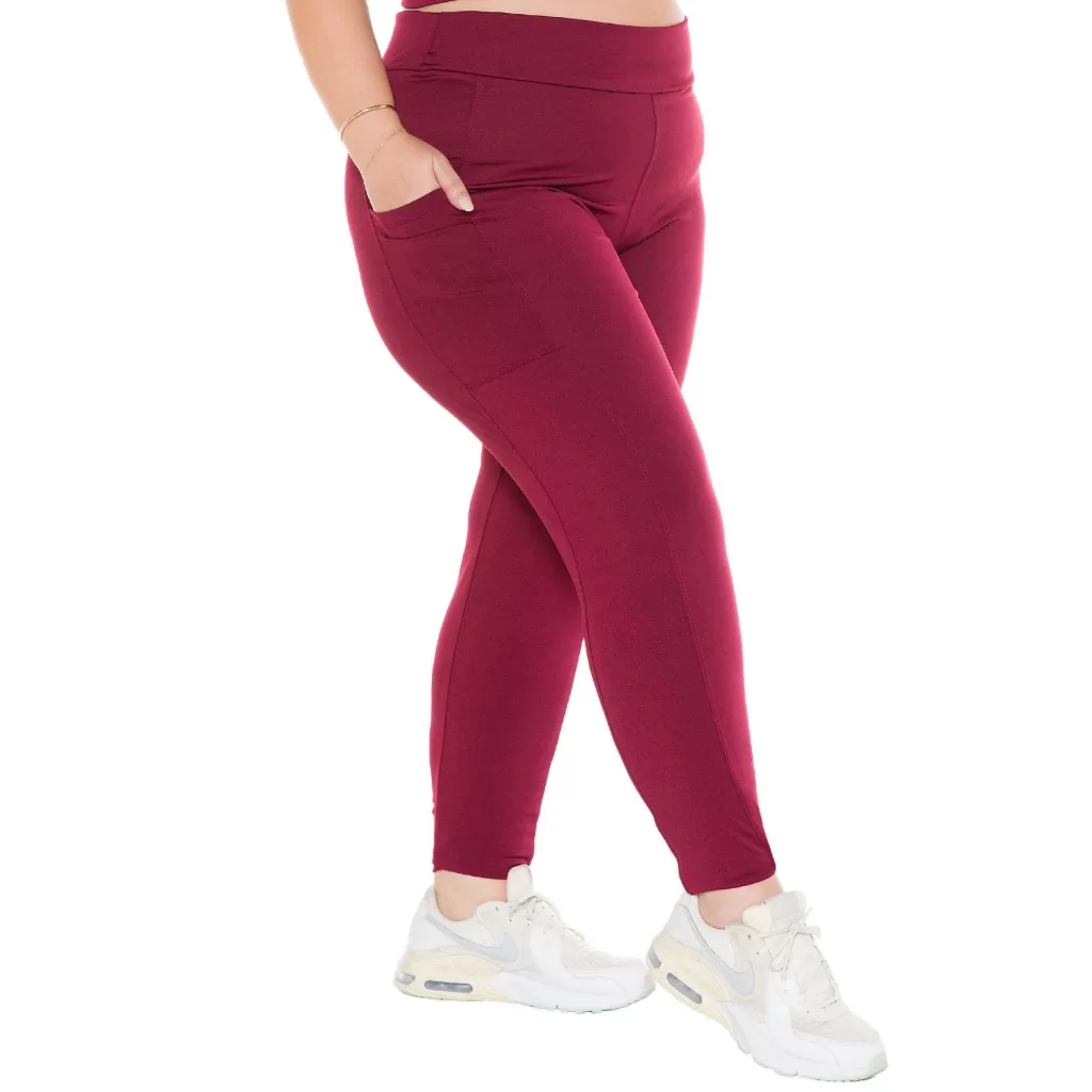 Calça Legging Suplex Plus Size Com Bolso Confortável Super Elastano Moda Fitness Academia Treino