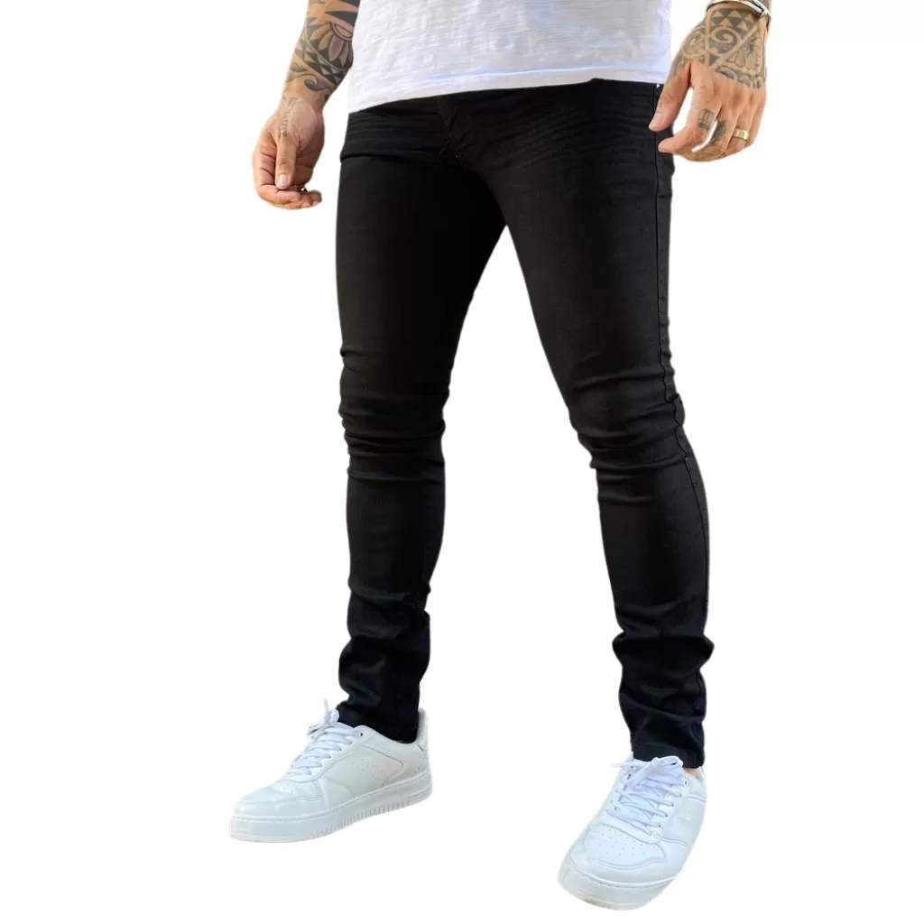 Calça Masculina Jeans Preta Skinny Elastano  Casual Trabalho  Premium