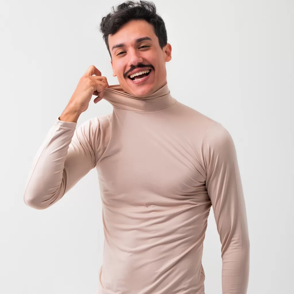 Camisa Gola Alta Nude Off White Bege Proteção Solar Uv 50+ Treino Fitness Academia Estilo Casual Fin