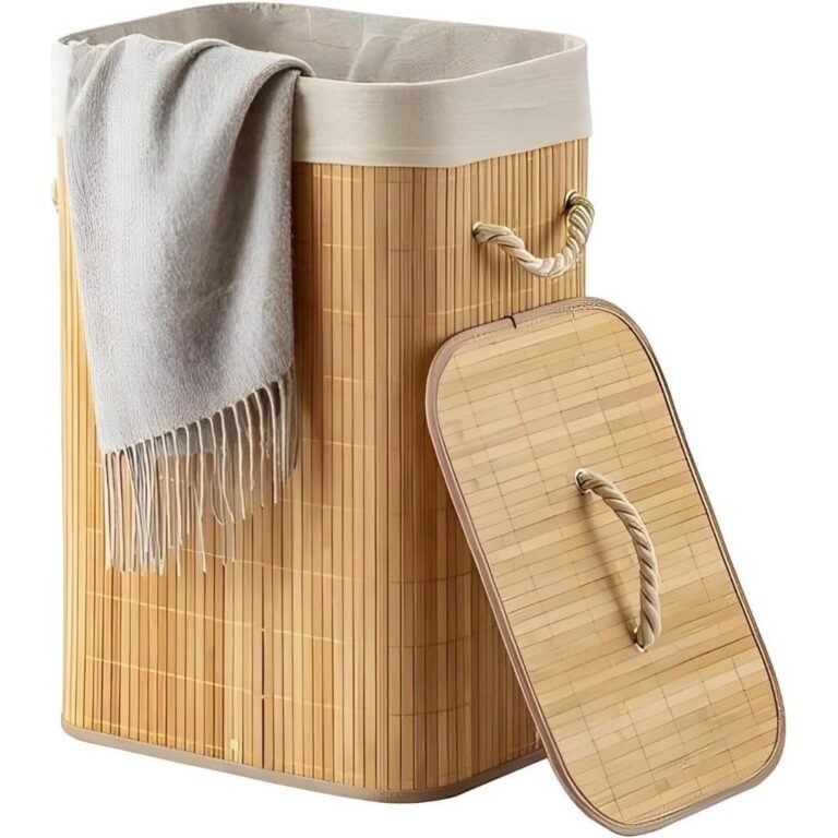 Cesto De Roupa Suja Bambu Dobravel Organizador For