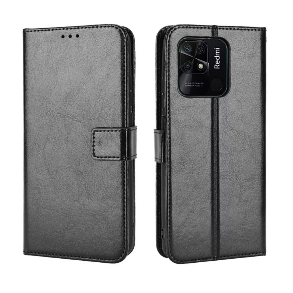 Capa Carteira Flip + Película 3D Para Xiaomi Redmi 10C