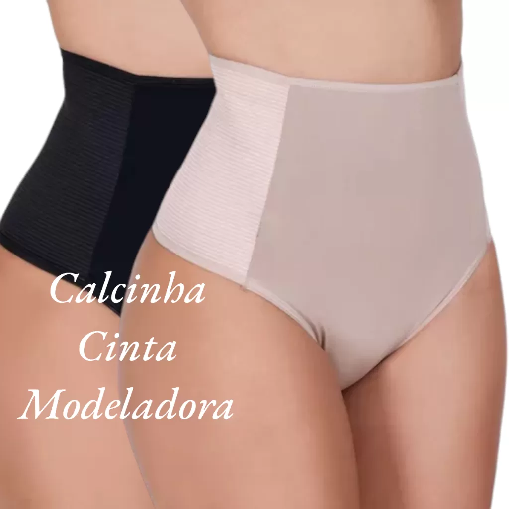 Kit 2 Calcinhas Cinta Modeladora Alta Compressão Lateral Feminina Pós Parto Não Enrola