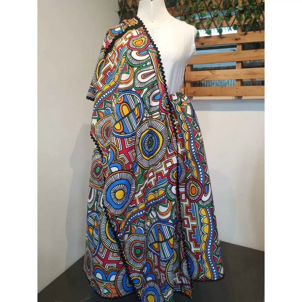 CONJUNTO SAIA + PANO DE COSTA em Oxford estampa AFRICANA GP77