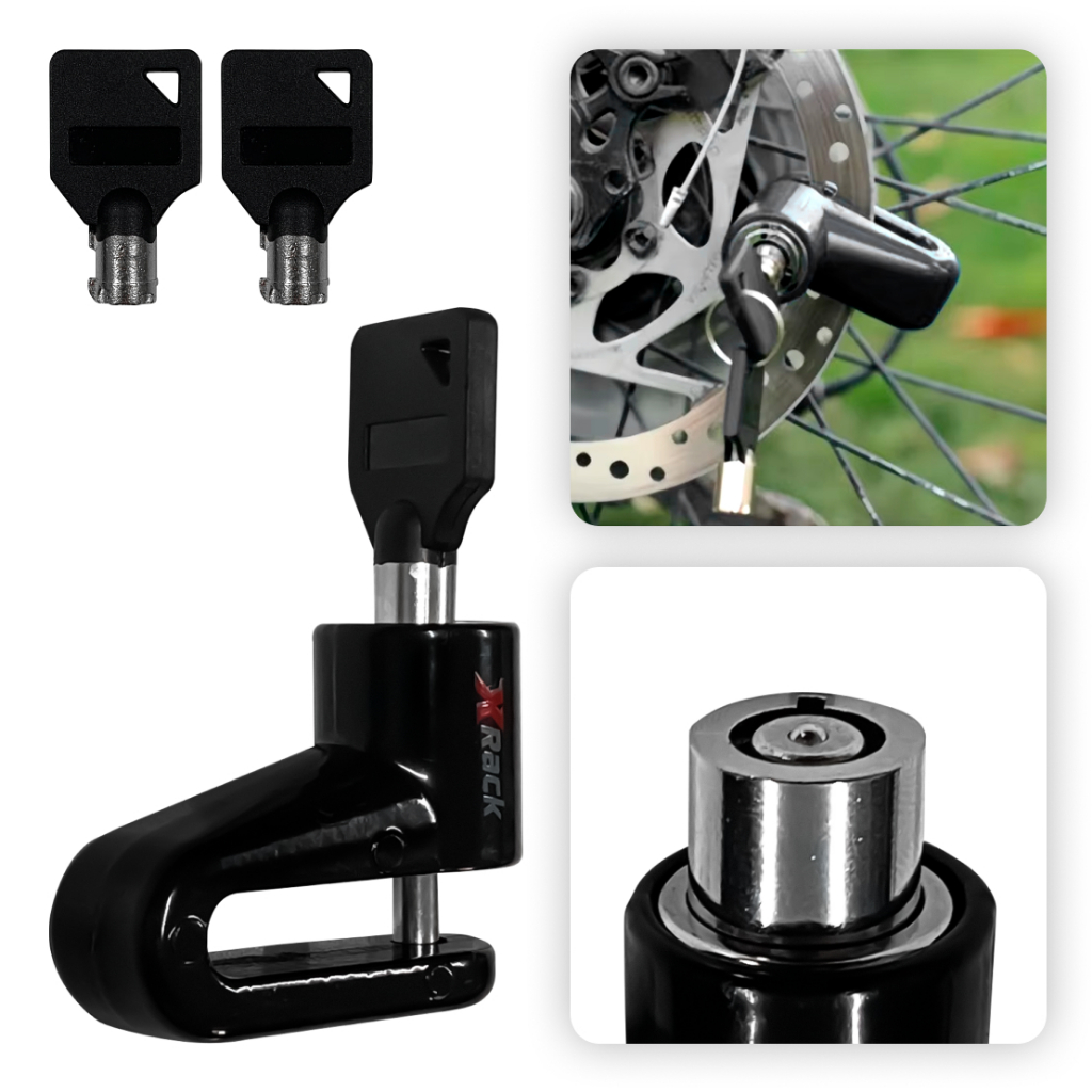Trava de Disco Cadeado Bloqueio Tranca Antifurto para Moto e Bicicleta Universal Freio a Disco Preto