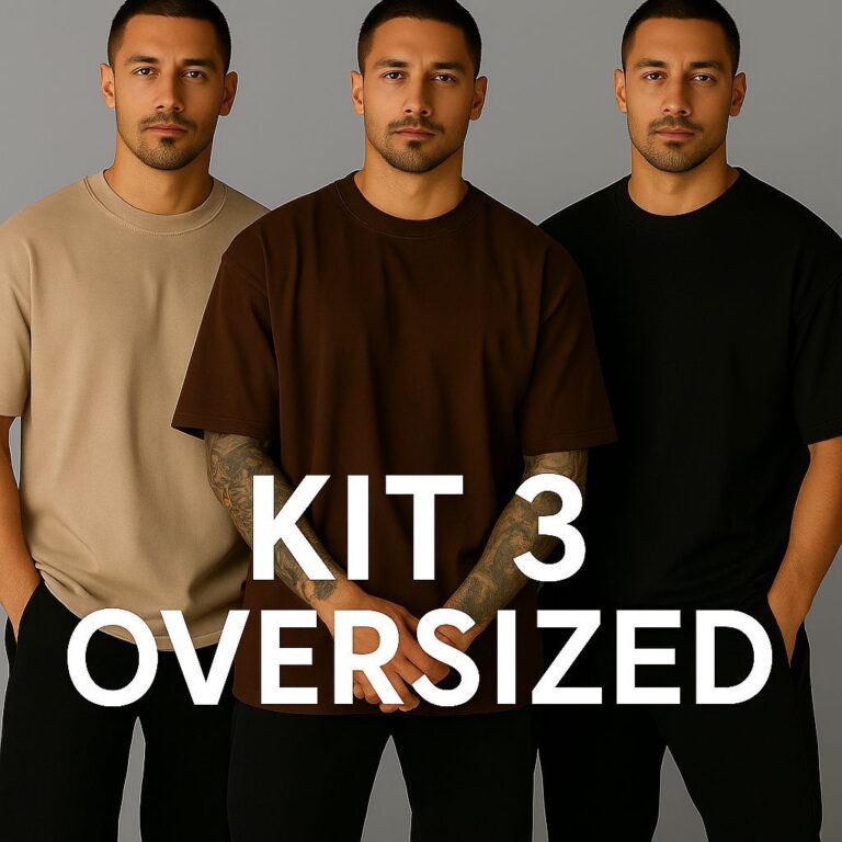 Kit 3 Camiseta Lisa Oversized Masculina Streetwear