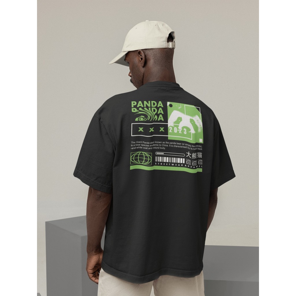 Camiseta Oversize Streetwear Masculino e Feminino 100% Algodão Treino e Dia a Dia Preto e Off Whte E