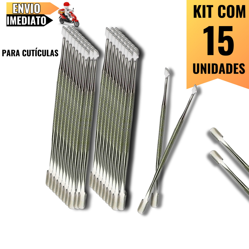 Kit 15 Extratores de Cutícula 12,4cm  Corte Preciso e Resistência para Manicure e Pedicure