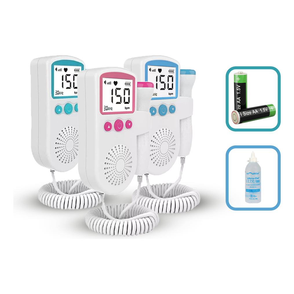 Monitor Cardíaco De Bebê Doppler Sonar Fetal Ultrason Ouvir Batimentos+ Gel condutor + Pilhas Mamãe