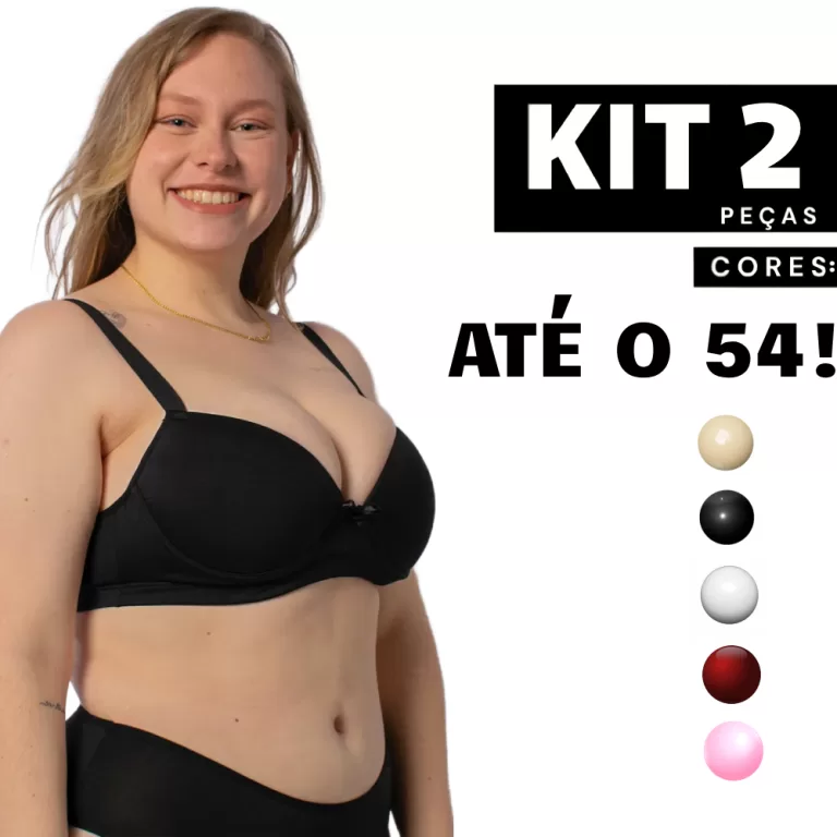 Kit 2/1 Sutiã Plus Size Com Bojo Reforçado Super