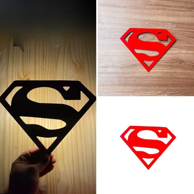 Luminária Abajur LED em MDF Tema Super Homem