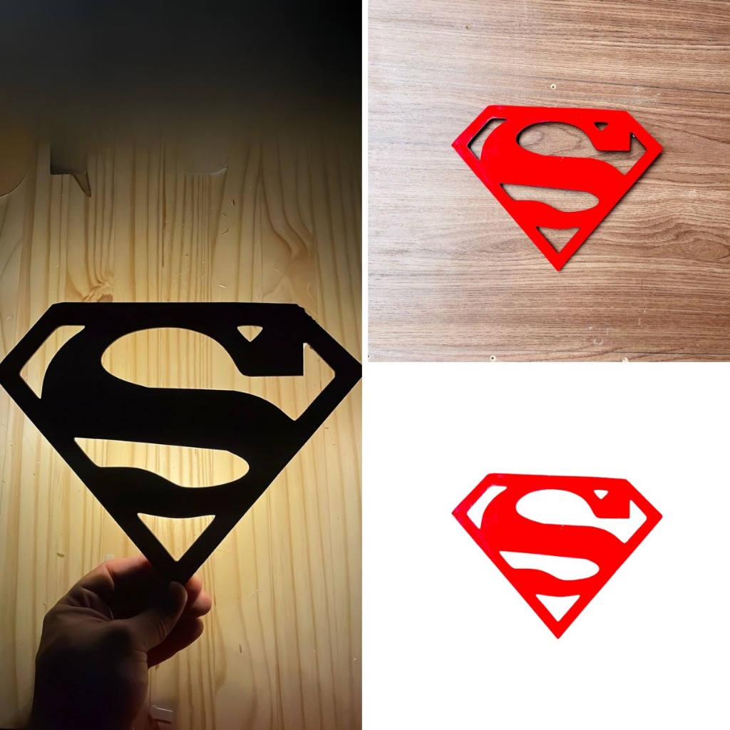 Luminária Abajur LED em MDF Tema Super Homem