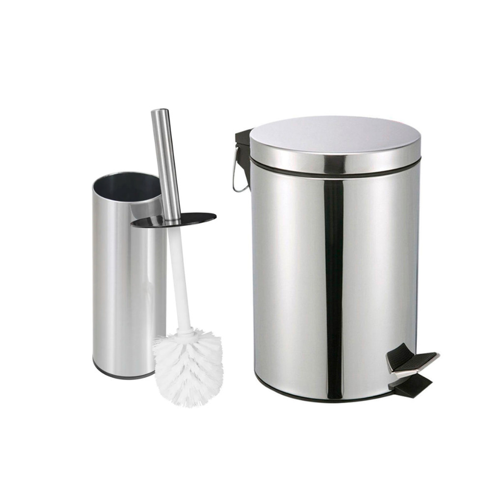 Lixeira 3 litros Inox Escova Sanitária Inox para Banheiro