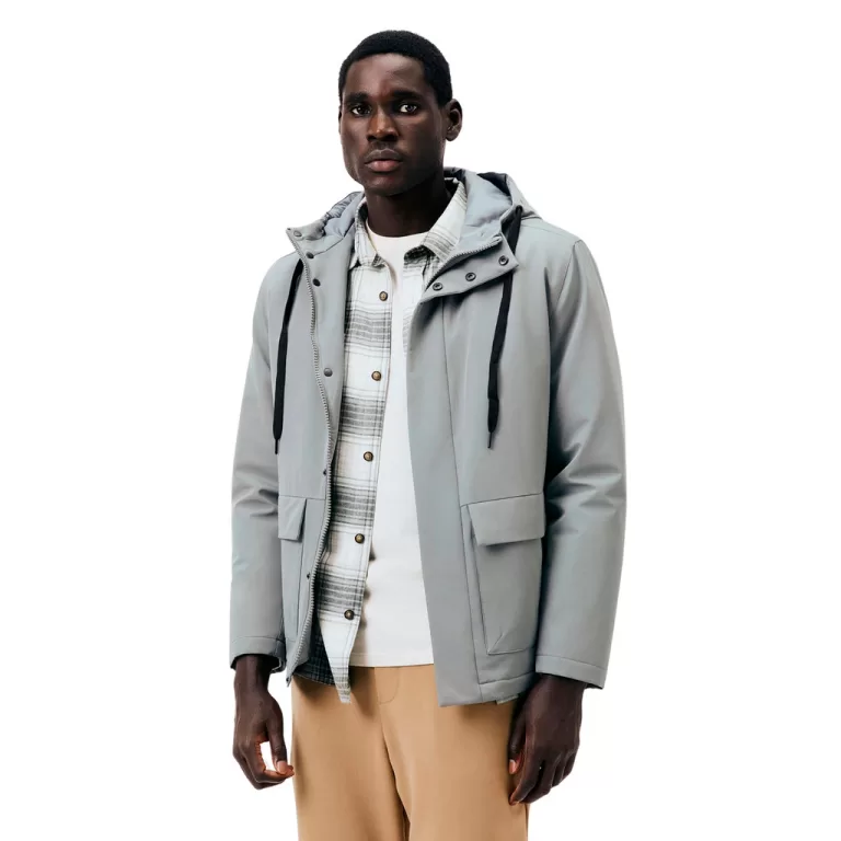Jaqueta Hering Cinza Parka Masculina Com Capuz