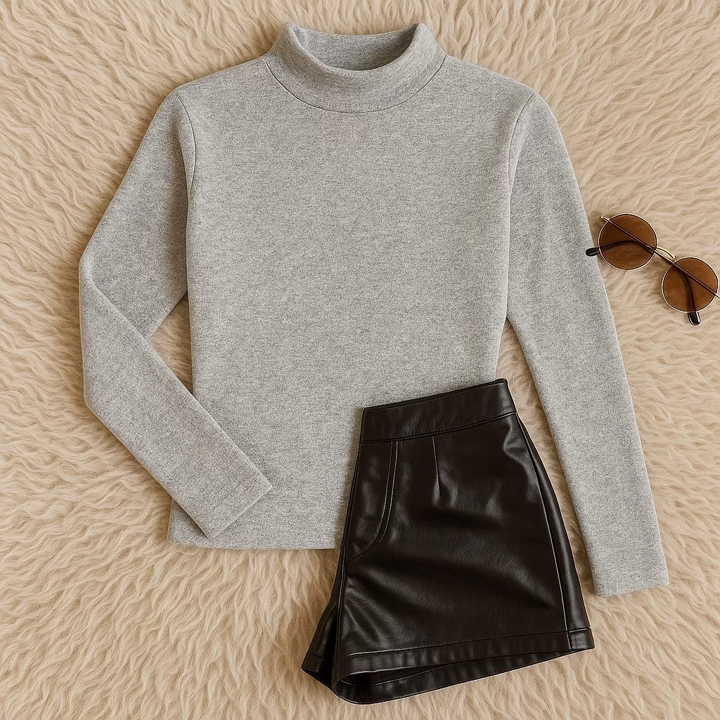 Blusa Feminina Gola Alta Cacharrel Inverno Manga Longa Segunda Pele