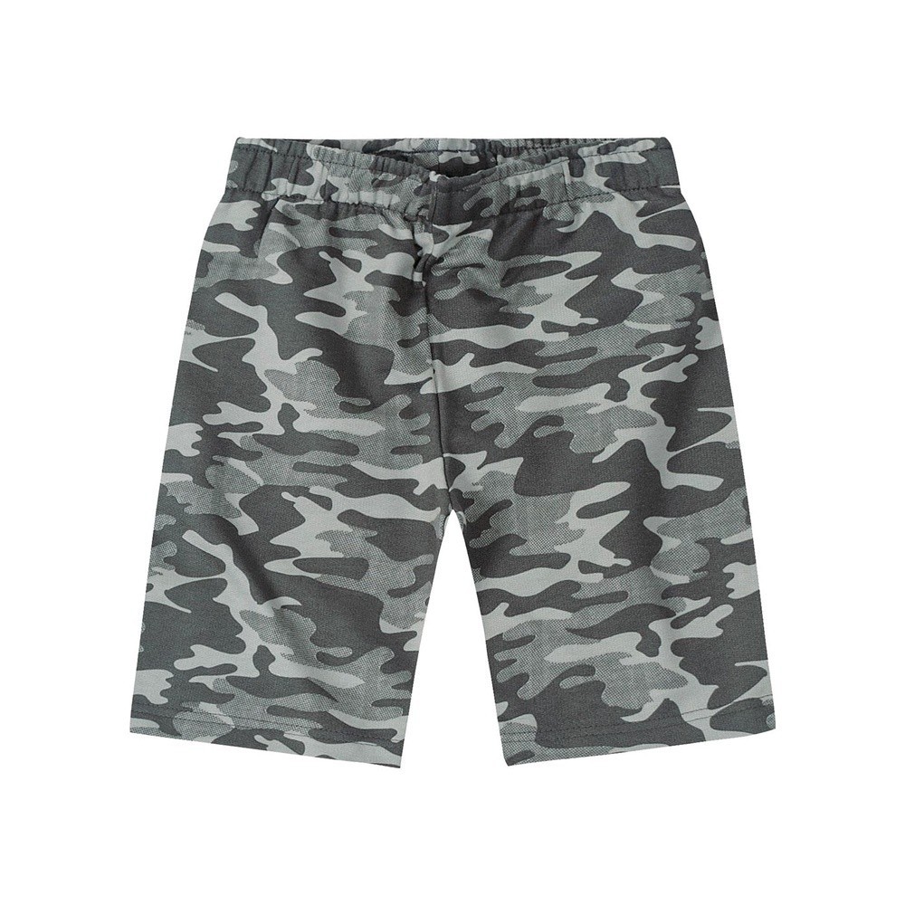 Bermuda Infantil Masculina Moletinho Verão Camuflado Cinza Malwee Escola Tamanho 3