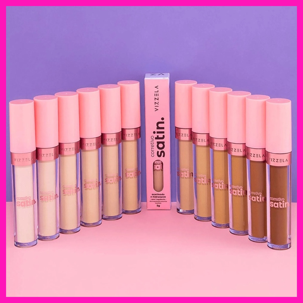 Vizzela Corretivo Líquido Satin Acabamento Acetinado 12 Cores