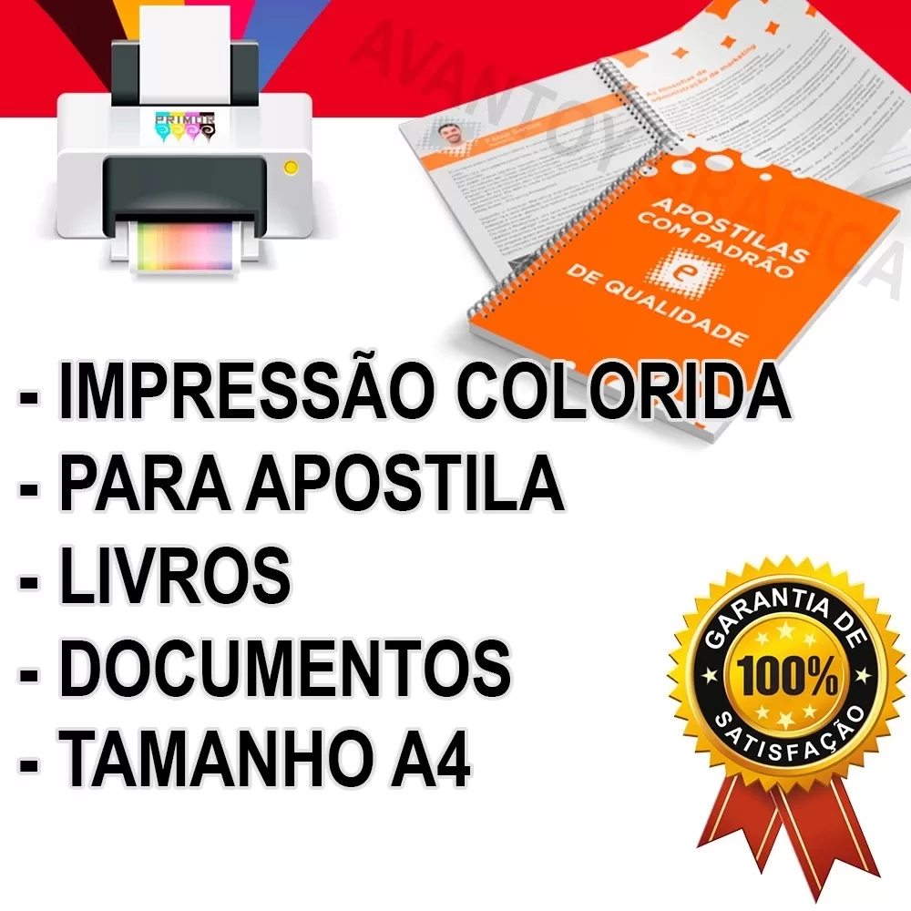 Impressões colorida A4 frente e verso para apostilas, planner, livros entre outros