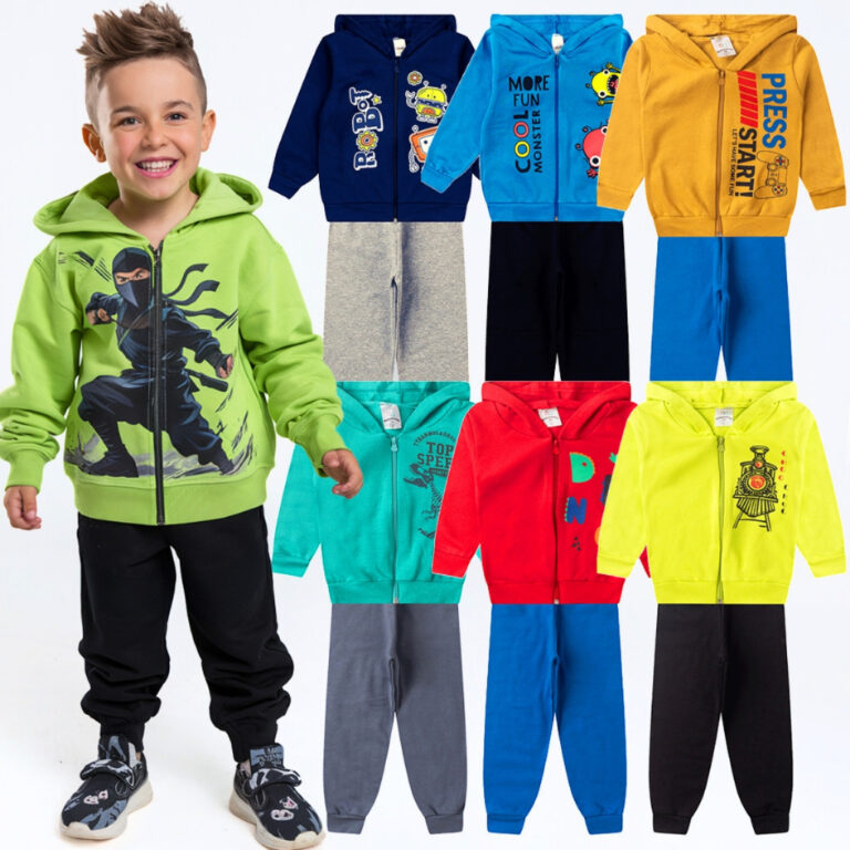 Kit 4 Peças Conjunto Moletom Infantil Menino Inve