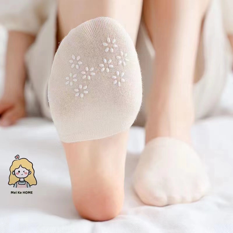 (3 peças)Meia Invisível De Algodão Anti-Derrapante Para Mulheres