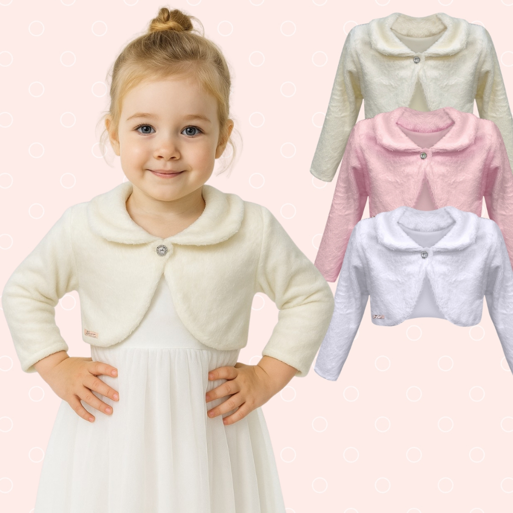 Bolero Infantil de Pelo Casaco Casaquinho Inverno Menina Casamento Aniversário Batizado