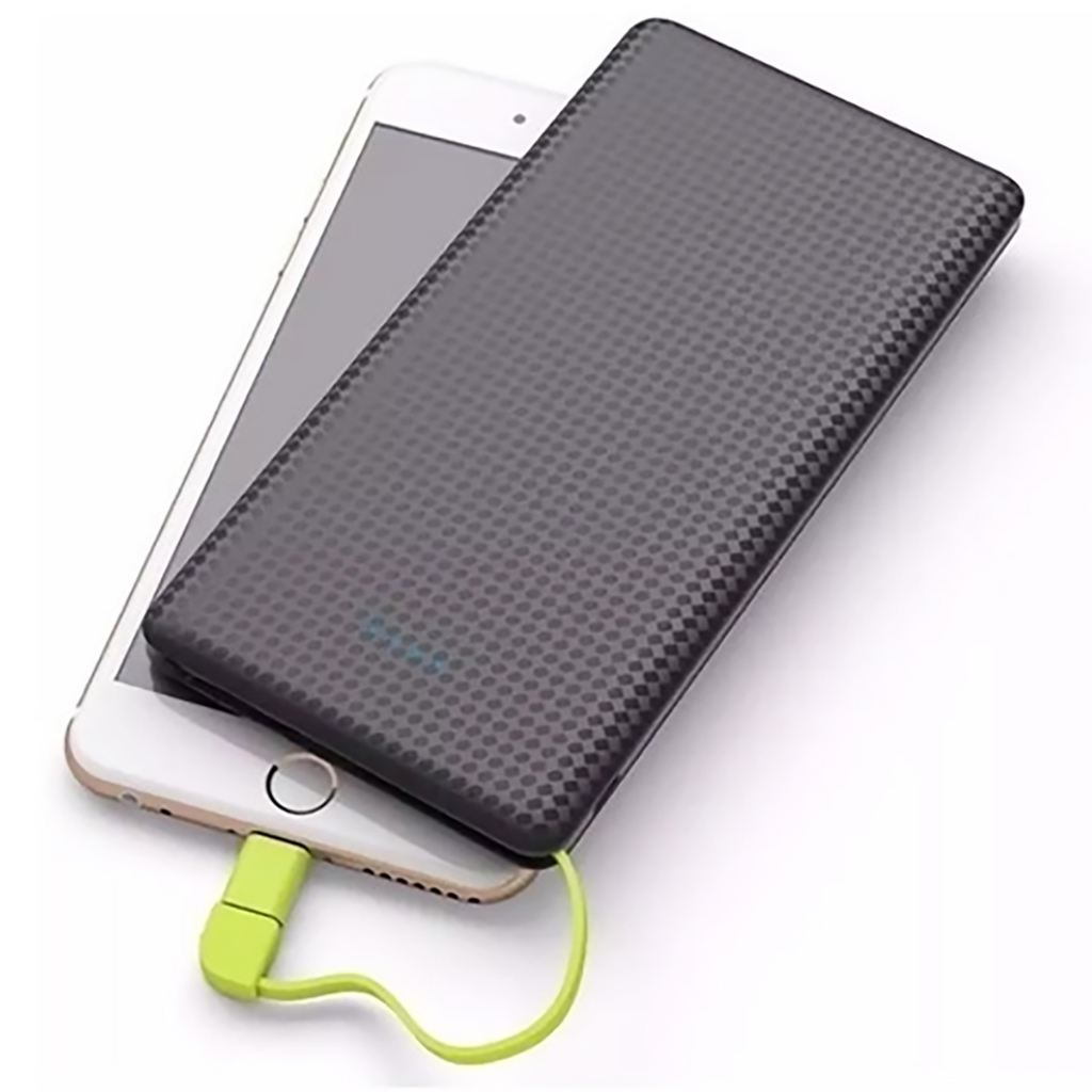 Carregador Portátil Power Bank 5000mah Com Cabo Embutido Universal Original