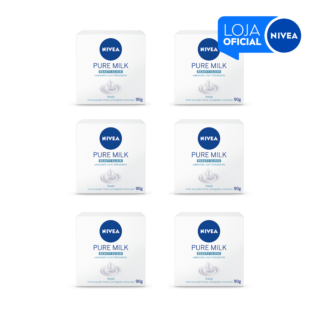 KIT NIVEA Sabonete Barra HidratanteNIVEAPure Milk Fresh 90g – 6 Unidades