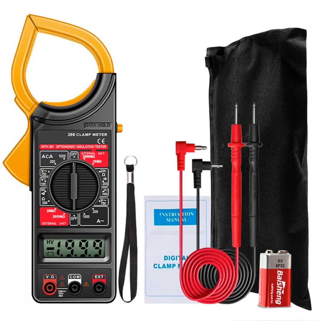 Alicate Amperímetro Digital Tensão CA/CC Dt-266 + Bateria 9v Uso Profissional Eletricista