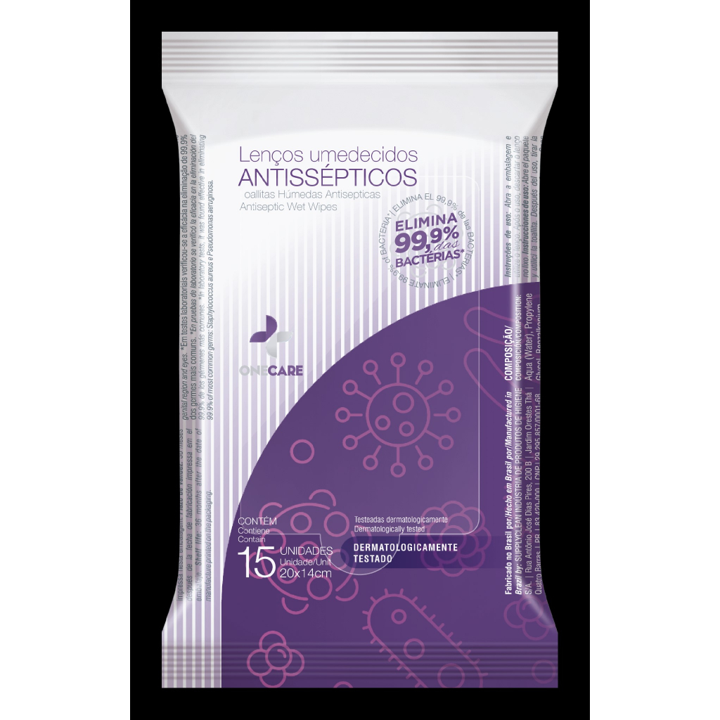 Lenços Umedecidos Antissépticos One Care 15 unid
