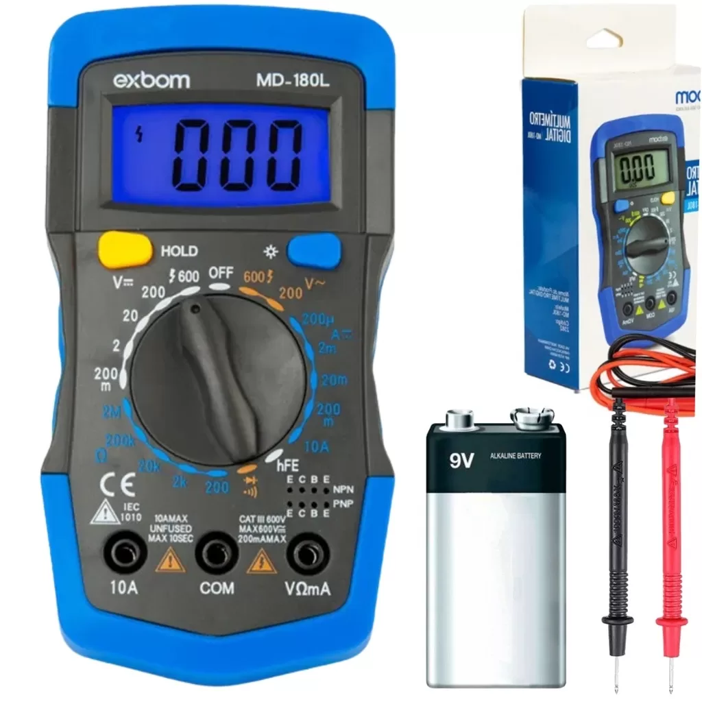 Multímetro Digital Profissional Portátil Beep E Iluminação