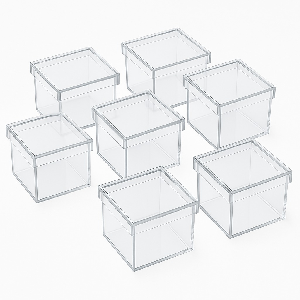 50 Caixinhas Acrílicas 5x5cm Transparente  Caixa para Lembrancinha Festa Infantil Casamento DIY