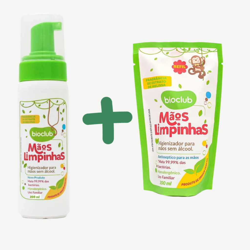 Kit Higienizador de Mãos Sem Álcool – Mãos Limpinhas Bioclub