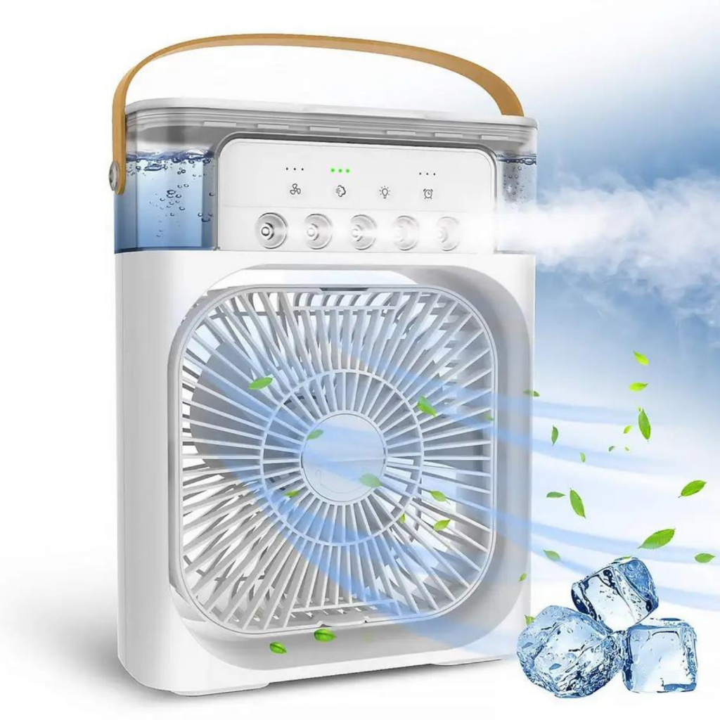 Refrigerador De Ar Ventilador Umidificador Portátil Com Led Reservatório De Água Led Usb