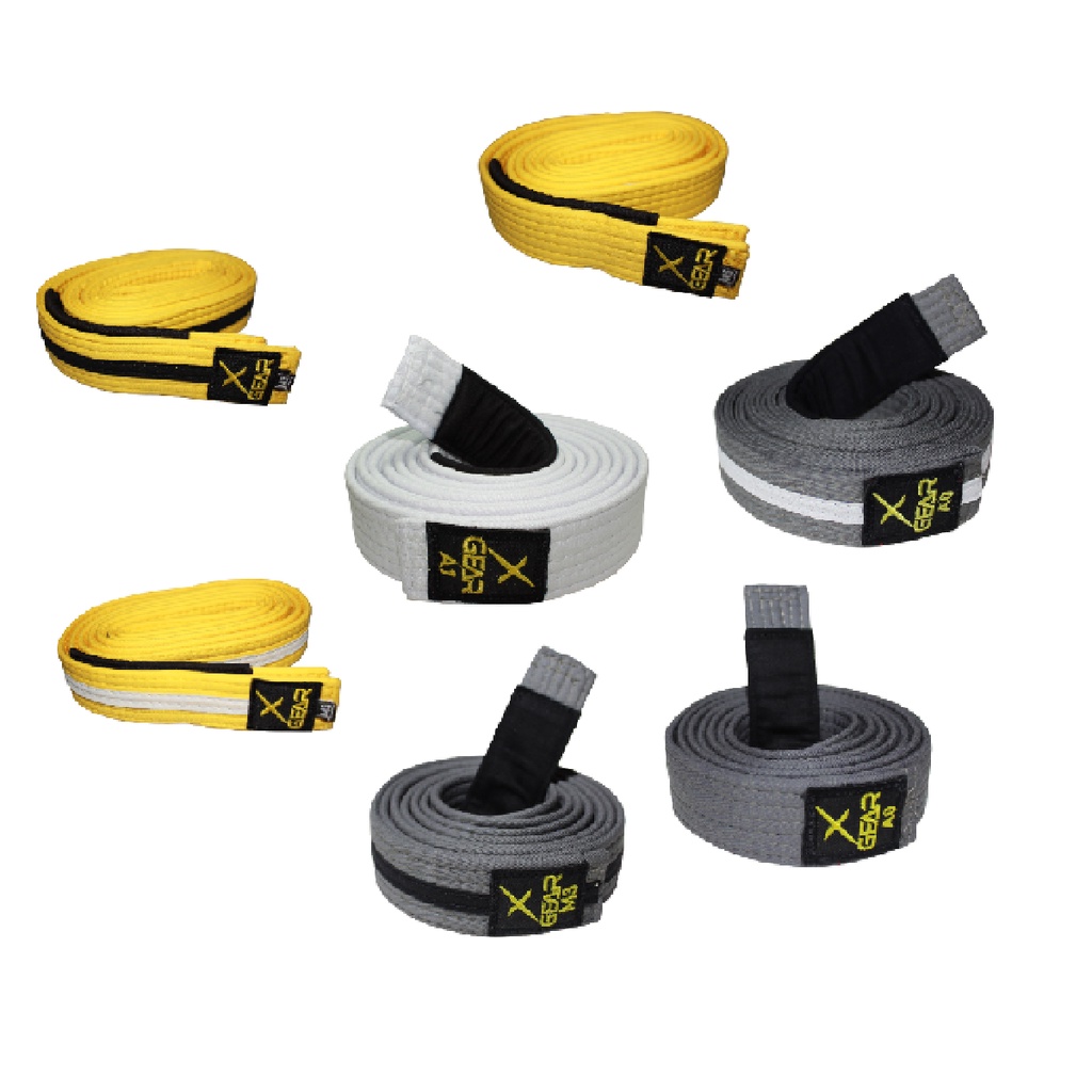 Faixa Infantil Jiu Jitsu Xgear – Branca Cinza Amarela