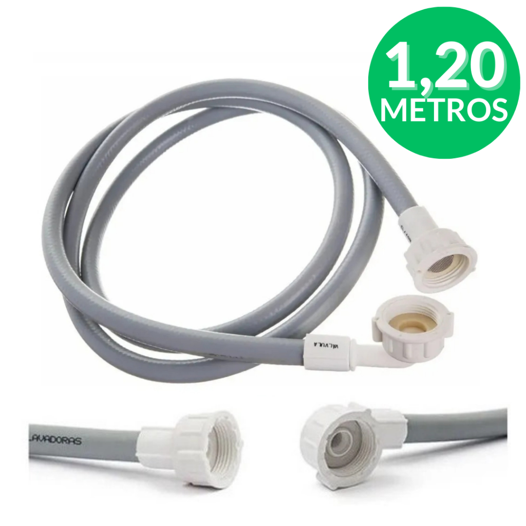Mangueira Entrada Agua Máquina de Lavar 1,20 Metros Universal 1/2 Polegada, Lavadora Brastemp, Eletr