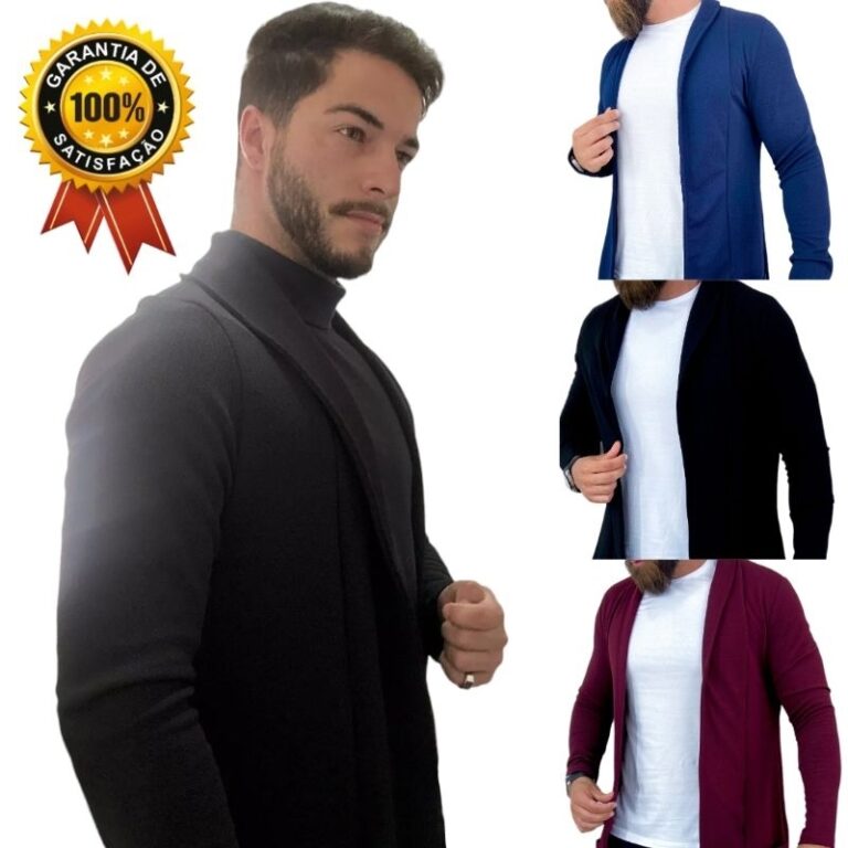 Blazer Masculino Cardigan Slim Fit Casaco Blusa de