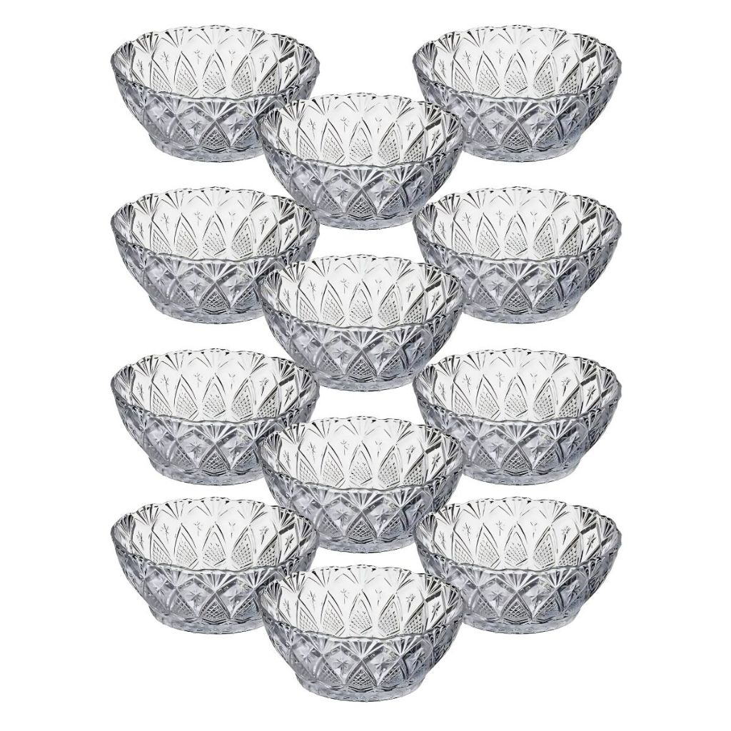 Jogo 12 Tigelas Em Vidro Para Sobremesa Bowl Petisqueira Sorvete Doces