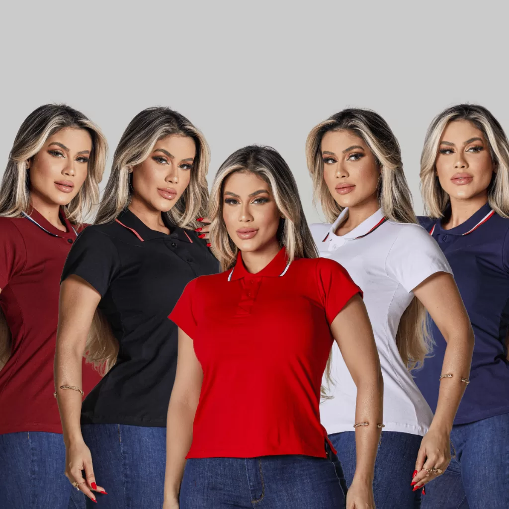 Kit 5 Camiseta Feminina Gola Polo Blusa Social Manga Curta Revenda Uniforme Trabalho Atacado