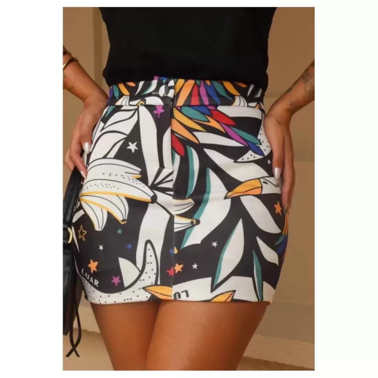 Short Saia Feminino Alfaiataria com Estampa Exclus