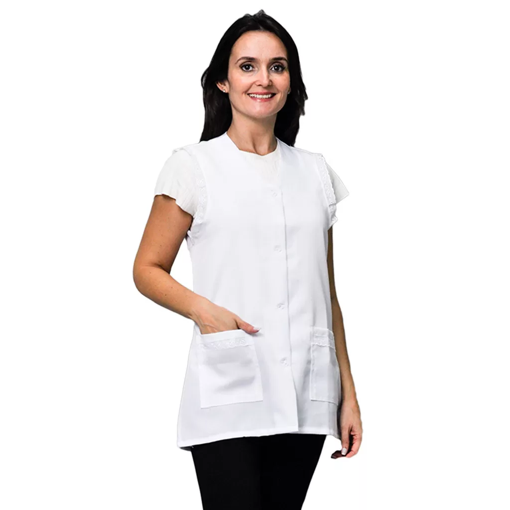 Jaleco Feminino Acinturado Sem Manga Com Blum Lese