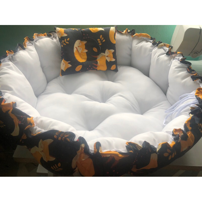 Ninho redutor de berço redondo que vira tapete, aconchego, segurança