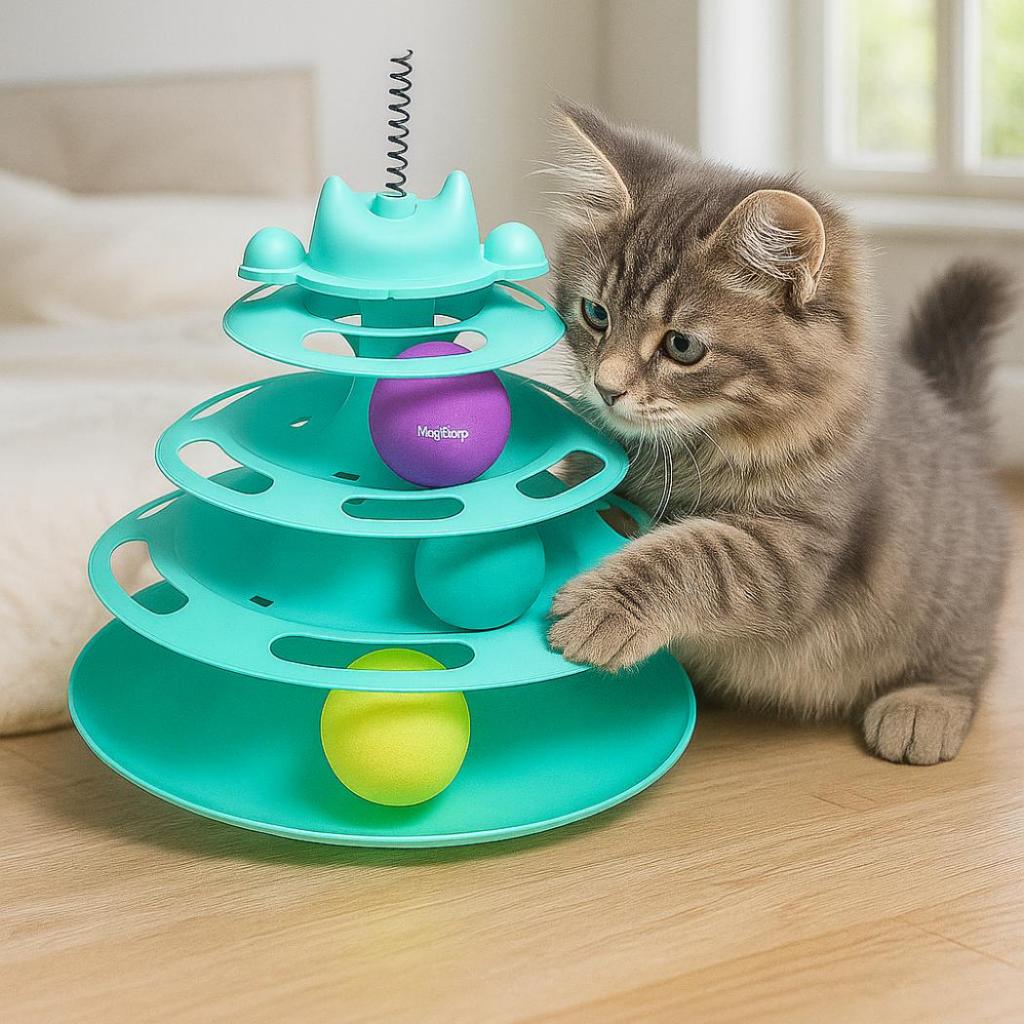 Torre De Bolinha Para Gato Brinquedo Interativo Antiestresse Estimula Exercício Diversão Pet