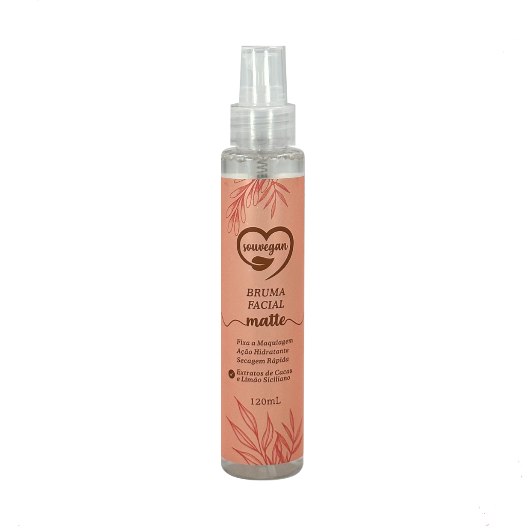 Bruma Facial Matte Fixadora Souvegan Maquiagem Hidratante 120ml Lançamento 100% Vegano